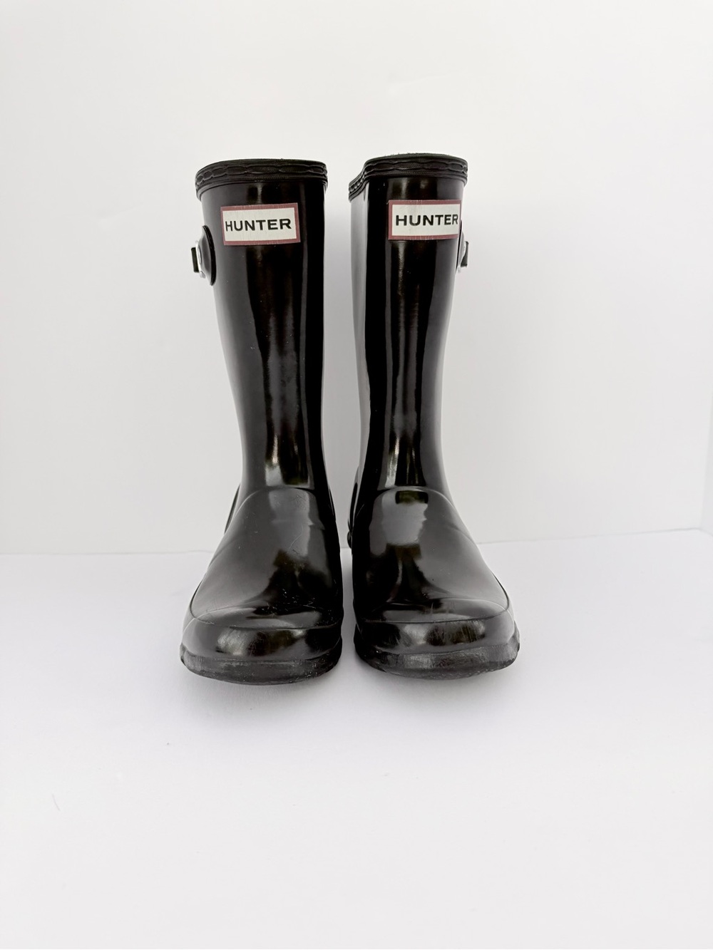 Hunter Kids Original Gloss Black Rain Boots Tall Waterproof
